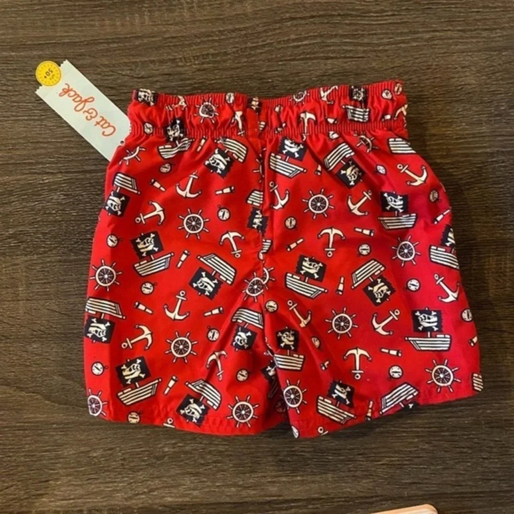 NEW! Cat & Jack Toddler Boys' Pirate Swim Trunks‎